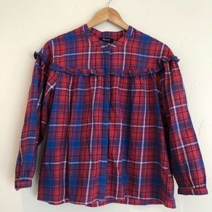 Madewell ruffle flannel shirt, size M